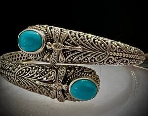 Bali Legacy Sleeping Beauty Turquoise dragonfly bypass bangle bracelet